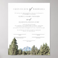 TETON National Park Marriage Certificate Keepsake