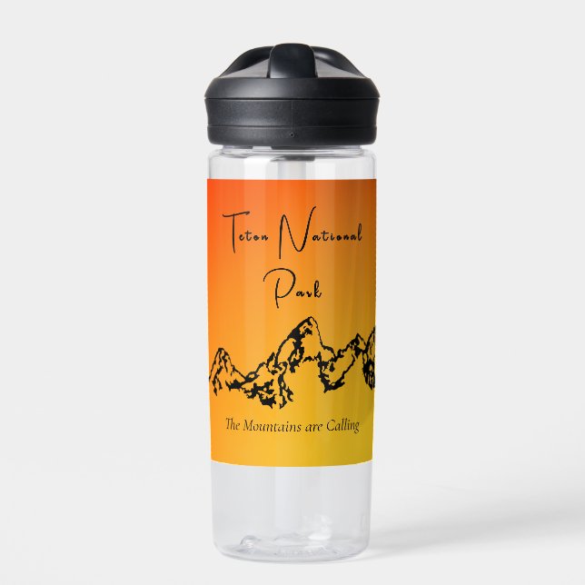 Teton National Park Sunset Colours 20oz Straw Water Bottle (Front)