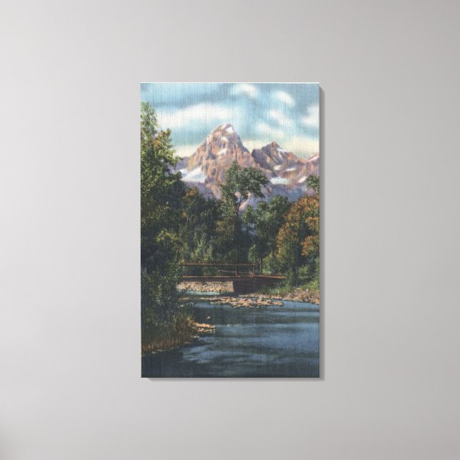 Teton National Park, WY - Twin Peaks View Canvas Print (Front)