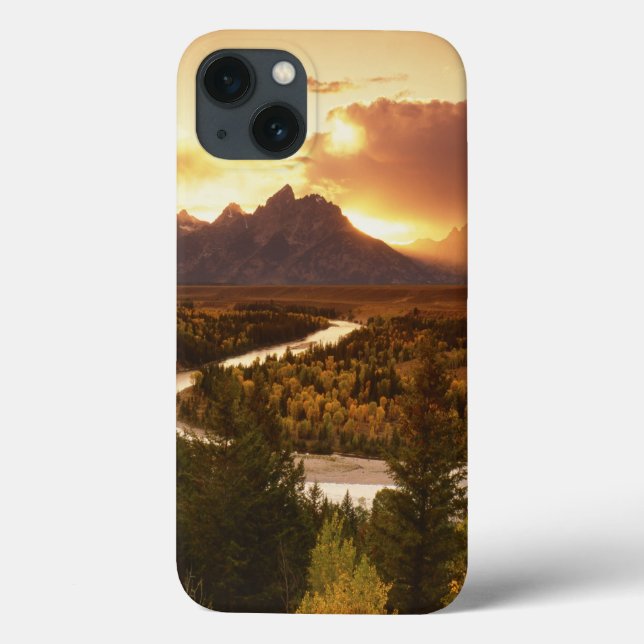 Teton Range at sunset, from Snake River Case-Mate iPhone Case (Back)