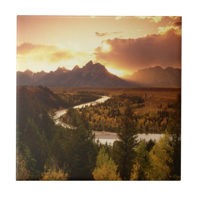Teton Range at sunset, from Snake River Tile (Front)