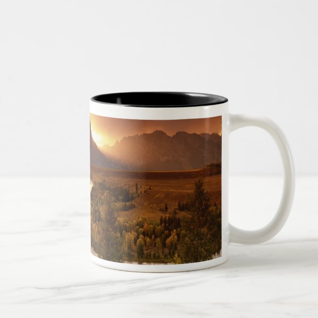 Teton Range at sunset, from Snake River Two-Tone Coffee Mug (Right)