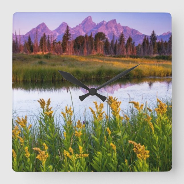 Teton Sunrise Square Wall Clock (Front)