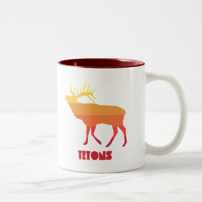Tetons Elk Two-Tone Coffee Mug (Right)
