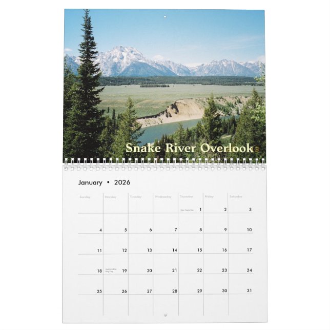 Tetons grand de calendrier de Yellowstone 2015 (Jan 2026)