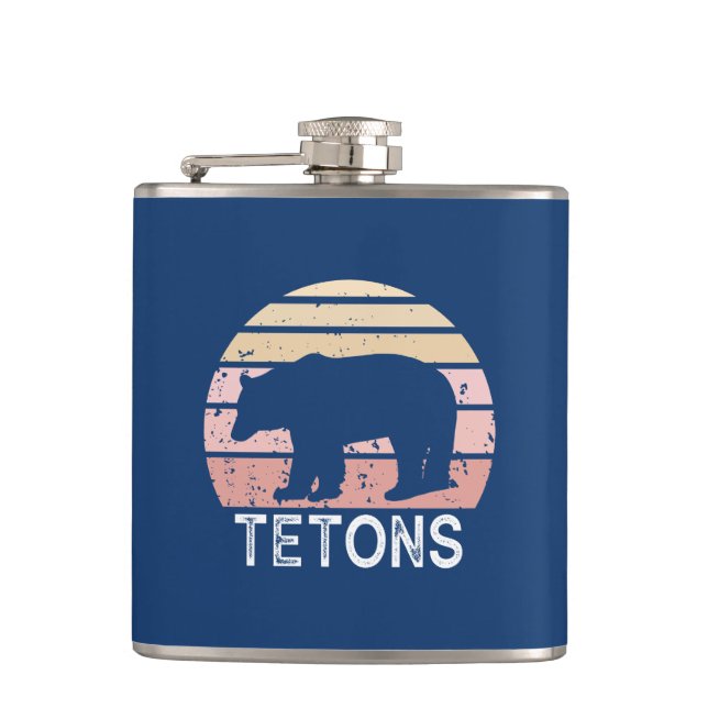 Tetons Retro Bear Hip Flask (Front)
