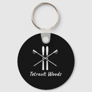 Tetrault Woods Skiing Ski Skier Nordic Alpine Vaca Keychain
