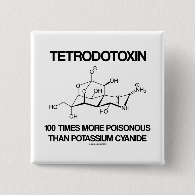 Tetrodotoxin 100 Times More Poisonous Than Cyanide 2 Inch Square Button (Front)
