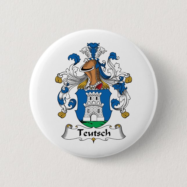 Teutsch Family Crest 2 Inch Round Button (Front)