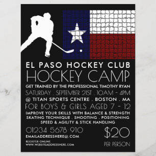 Texan Flag, Hockey Player, Camp Advertising  Flyer