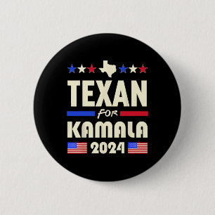 Texan For Kamala 2024 Patriotic Democrats Campaign 2 Inch Round Button