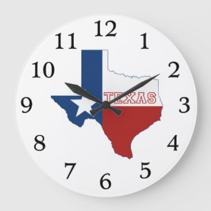 Texan State Flag Texas Shaped Lone Star Texan Love Large Clock