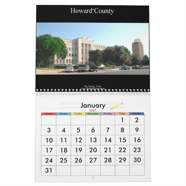 Texas 12 County Courthouse Wall Calendar (Jan 2027)