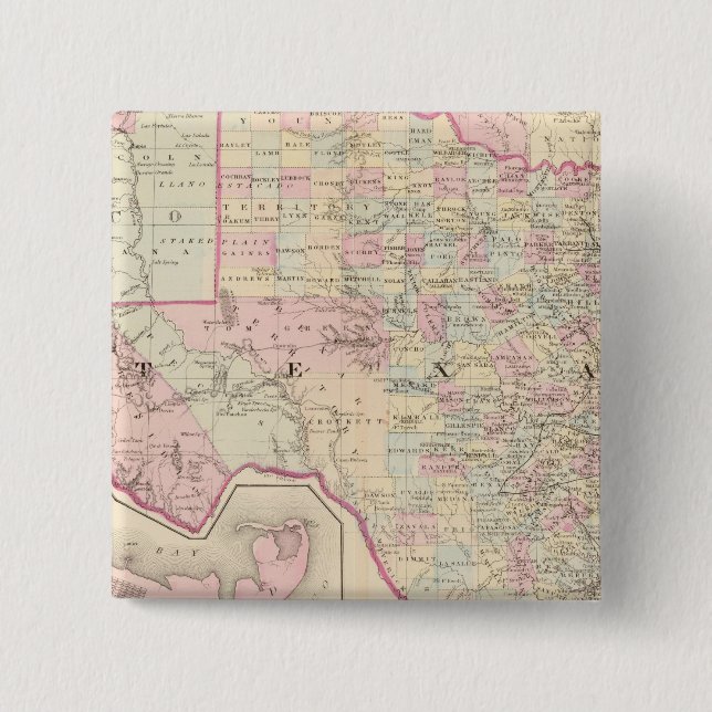 Texas 2 Inch Square Button (Front)