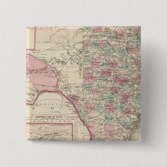 Texas 5 2 inch square button (Front)