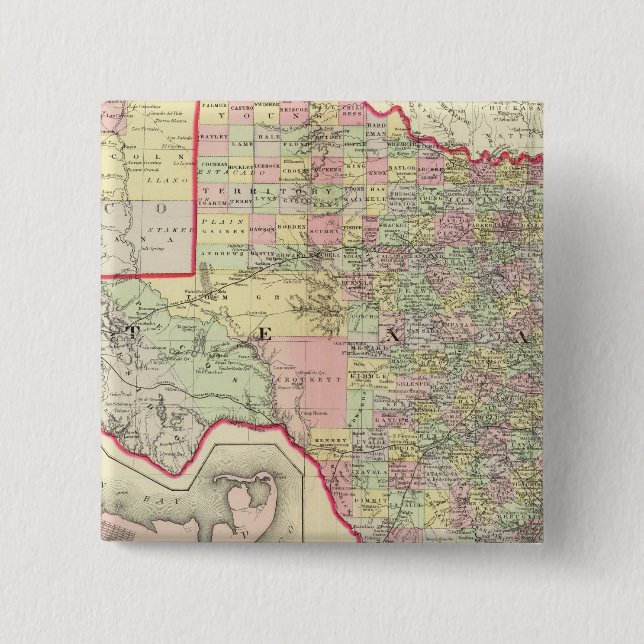 Texas 7 2 inch square button (Front)