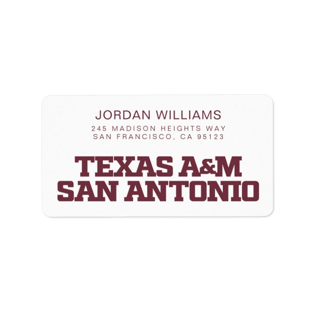 Texas A&M San Antonio Label (Front)