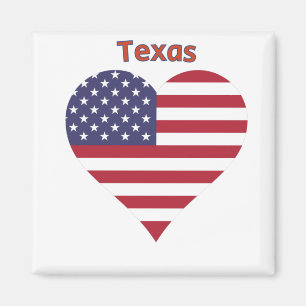 Texas American Flag Heart Magnet