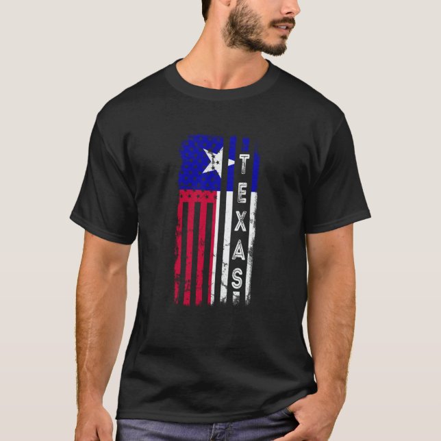 Texas American Flag Home State of Texas Flag T-Shirt (Front)