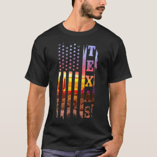 Texas American Flag Pride Landscape Cactus Patriot T-Shirt