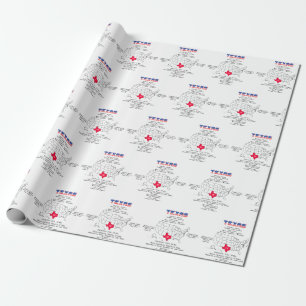 Texas American state on a map and useful info Wrapping Paper