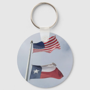 Texas and United States Flag Keychain