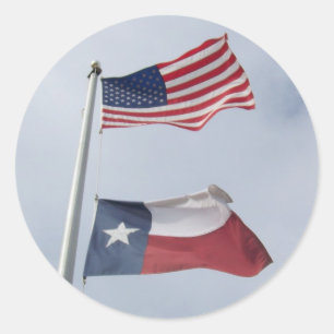 Texas and US Flag Classic Round Sticker