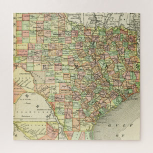 Texas Antique Map Colourful Lone Star State Alamo Jigsaw Puzzle