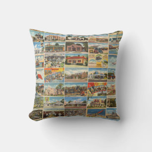 Texas Antique Postcard Throw Pillow