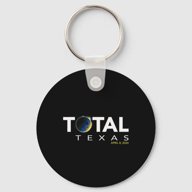 Texas April 8 Total Solar Eclipse 2024  Keychain (Front)