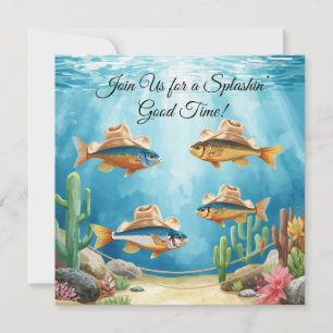 Texas Aquarium Cowboy Fish Party Invitation