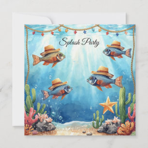 Texas Aquarium Cowboy Fish Party Invitation 