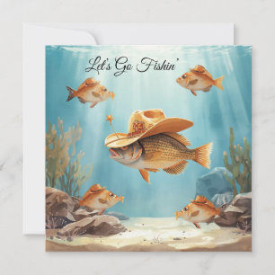 Texas Aquarium Cowboy Fish Party Invitation