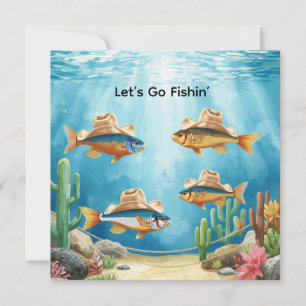 Texas Aquarium Cowboy Fish Party Napkins  Invitation