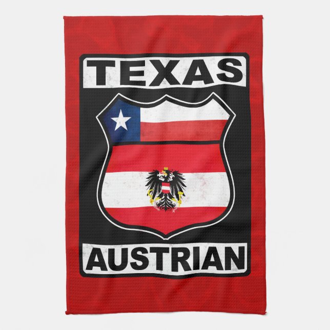 Texas Austrian American  Kitchen Towel (Vertical)