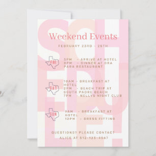 Texas Bachelorette Week-end Événements Invitation