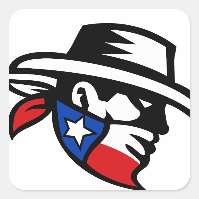 Texas Bandit Cowboy Side Retro Square Sticker (Front)