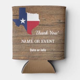 Texas Barnwood Map and Star Can Cooler