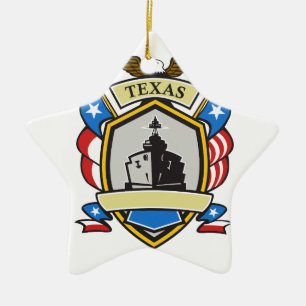 Texas Battleship Emblem Retro Ceramic Ornament
