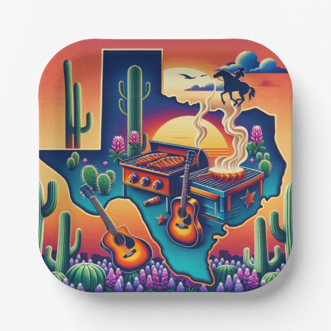 Texas BBQ Party 2 Paper Plate (Front)