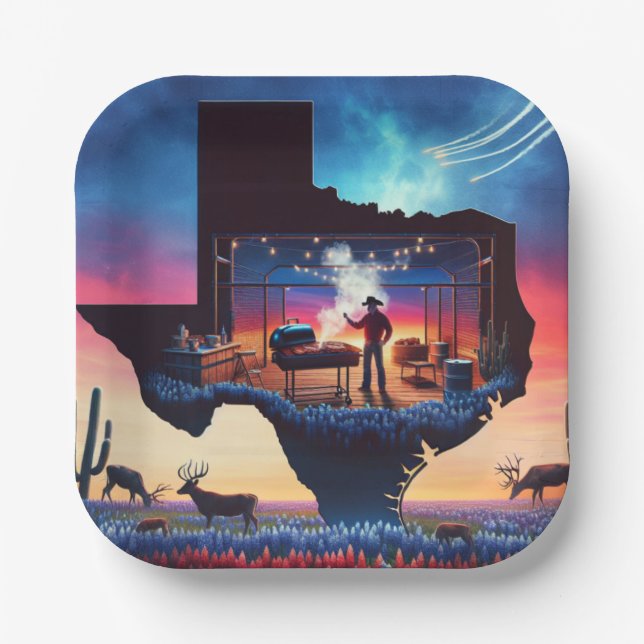 Texas BBQ Party 3 Paper Plate (Front)