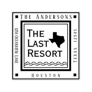 Texas Beach Cottage Return Address Square Self-inking Stamp