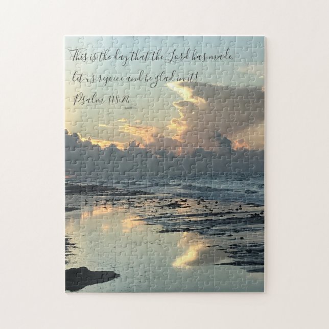 Texas Beach Sunrise, Verse from Psalm 118:24 Jigsaw Puzzle (Vertical)