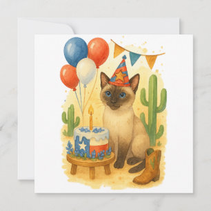 Texas Birthday Themed for Cat Lovers  Holiday Card