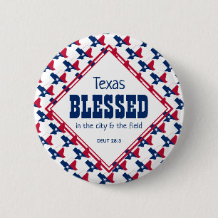 TEXAS BLESSED City Field Deuteronomy Christian 2 Inch Round Button