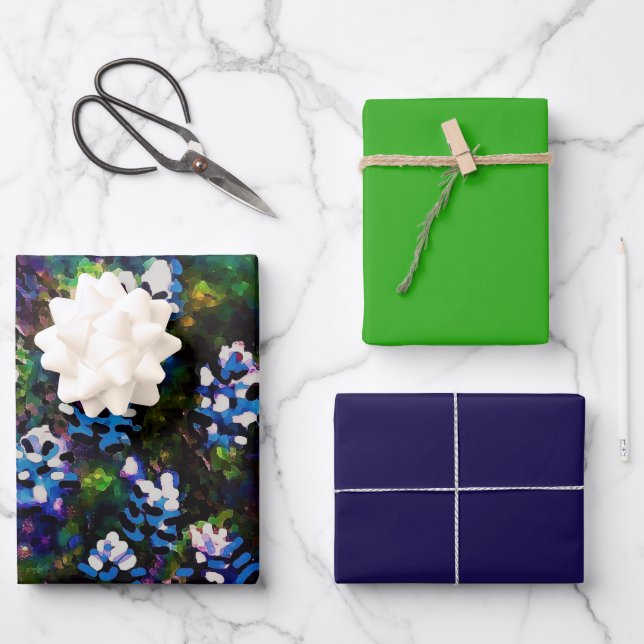 Texas Blue Bonnet Blitz Design Wrapping Paper Sheet (Front)