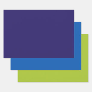 Texas Blue Coordinated with Green Solid Wrapping Paper Sheet