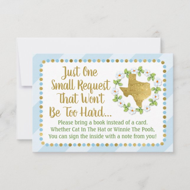 Texas Blue Gold Baby shower Apportez Une Carte De  (Devant)