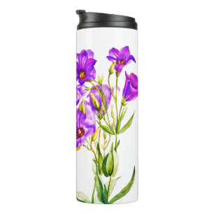 Texas Bluebells Eustoma Russellianum Watercolor Thermal Tumbler