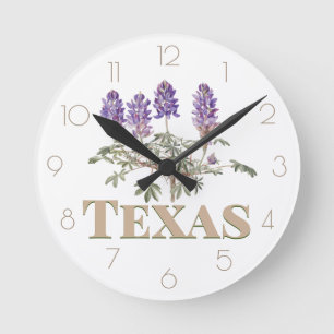 Texas Bluebonnet 2 Round Clock